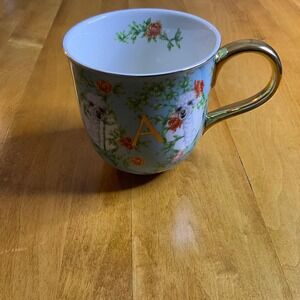 Lou Rota Anthropologie Mug Monogram Initial‎ A Floral Llama Coffee Cup